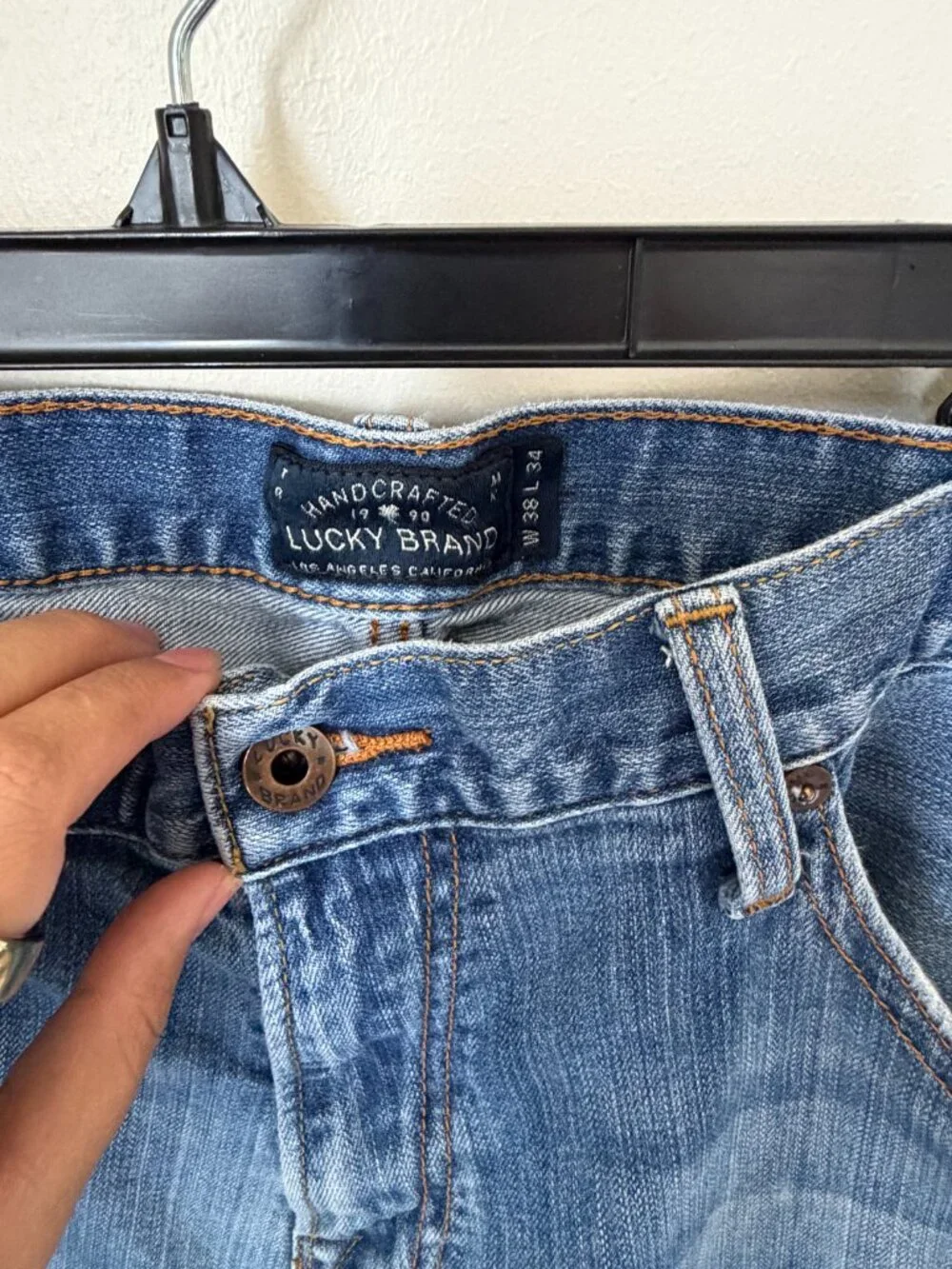 Lucky Brand Jeans Mens 38x34 | Original Straight Light Wash Denim | Vintage